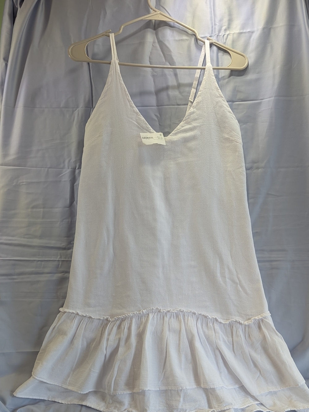 NWT Cotton Natural White Lightweight Ruffle-Hem Mini Slip Dress Size XL